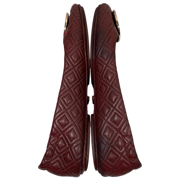 Tory Burch Maroon Quilted Minnie Nappa Leather Travel Ballet Flats Size 10 M - Picture 7 of 10
